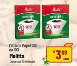 Oferta de Melitta - Filtro De Papel 102 Ou 103 por R$3,99 em Super Muffato