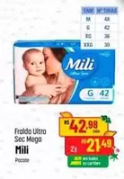 Oferta de Mili - Fralda Ultra Sec Mega por R$42,98 em Super Muffato