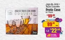 Oferta de Coqueiro - Jogo De Jarra + Tacas  Pratic Casa por R$99,9 em Super Muffato