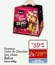 Oferta de Belive - Panetone Gotas De Chocolate Sem Gluten por R$59,9 em Super Muffato