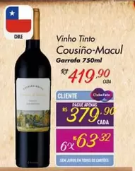 Oferta de Vinho Tinto por R$419,9 em Super Muffato