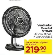 Oferta de Mondial - Ventilador Vtx40 por R$219,9 em Carrefour