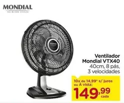 Oferta de Mondial - Ventilador Vtx40 por R$149,99 em Carrefour