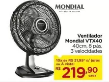 Oferta de Mondial - Ventilador Vtx40 por R$219,9 em Carrefour