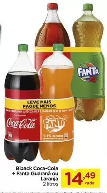 Oferta de Leve - Bipack Coca-cola + Fanta Guaraná Ou Laranja por R$14,49 em Carrefour