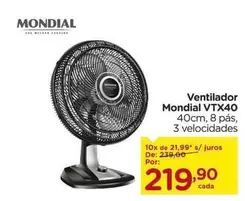 Oferta de Mondial - Ventilador VTX40 por R$219,9 em Carrefour