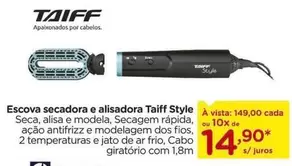 Oferta de Taiff - Escova Secadora E Alisadora por R$14,9 em Carrefour