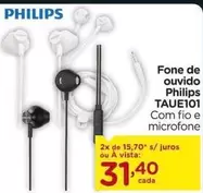 Oferta de Philips - Fone de ouvido TAU E101 por R$31,4 em Carrefour