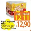 Oferta de Klass - Papel Higiênico por R$12,9 em Atacadão