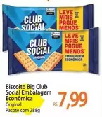 Oferta de Leve - Biscoito Big Club Social Embalagem Econômica por R$7,99 em Atacadão