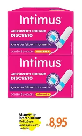 Oferta de Intimus - Absorvente Interno por R$8,95 em Atacadão