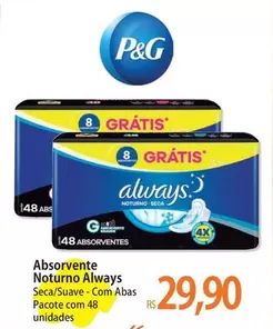 Oferta de Always - Absorvente Noturno por R$29,9 em Atacadão