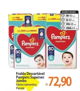 Oferta de Pampers - Fralda Descartável Supersec Jumbo por R$72,9 em Atacadão