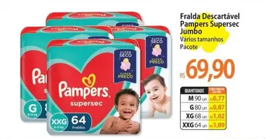 Oferta de Pampers - Fralda Descartável Supersec Jumbo por R$69,9 em Atacadão