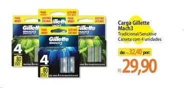 Oferta de Gillette - Carga Mach3 por R$29,9 em Atacadão