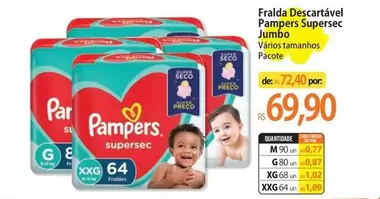 Oferta de Pampers - Fralda Descartável Supersec Jumbo por R$69,9 em Atacadão