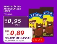 Oferta de Lider - Bebida Láctea Achocolatada por R$0,89 em Assaí Atacadista