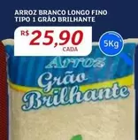 Oferta de Arroz Branco Longo Fino Tipo 1 Grao Brilhante por R$25,9 em Assaí Atacadista