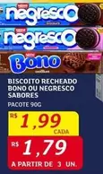 Oferta de Sabores - Biscoito Recheado Bono Ou Negresco por R$1,99 em Assaí Atacadista