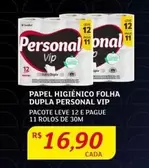 Oferta de Personal - Papel Higiênico Folha Dupla Vip por R$16,9 em Assaí Atacadista