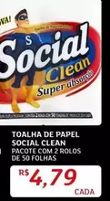 Oferta de Social Clean - Toalha De Papel por R$4,79 em Assaí Atacadista