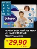 Oferta de Babysec - Fralda Descartável Mega Ultrasec por R$29,9 em Assaí Atacadista