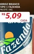 Oferta de Fazenda - Arroz Branco Tipo 1 por R$5,09 em Assaí Atacadista