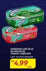 Oferta de Coqueiro - Sardinha Com Oleo Ou Molho De Tomate por R$4,99 em Assaí Atacadista