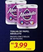 Oferta de Absoluto - Toalha De Papel por R$3,99 em Assaí Atacadista