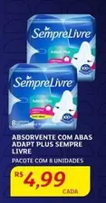 Oferta de Sempre Livre - Absorvente Com Abas Adapt Plus por R$4,99 em Assaí Atacadista