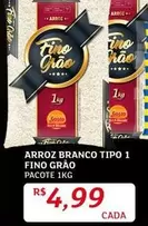 Oferta de Fino grão - Arroz Branco Tipo 1 Fino Grão por R$4,99 em Assaí Atacadista