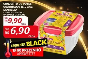 Oferta de Sanremo - Conjunto De Potes Quadrados R125/6c por R$9,9 em Assaí Atacadista