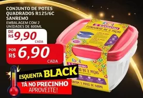 Oferta de Sanremo - Conjunto De Potes Quadrados R125/6c por R$9,9 em Assaí Atacadista