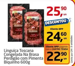 Oferta de Linguiça Toscana Congelada Na Brasa Perdigão Com Pimenta por R$25,9 em Tenda Atacado