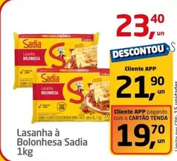 Oferta de Sadia - Lasanha A Bolonhesa por R$23,4 em Tenda Atacado