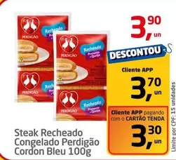 Oferta de Perdigão - Steak Recheado Congelado Cordon Bleu por R$3,9 em Tenda Atacado