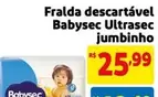 Oferta de Babysec - Fralda Descartável Ultrasec Jumbinho por R$25,99 em Mercado Extra