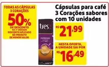 Oferta de 3 Corações - Cápsulas para café Sabores com 10 unidades por R$21,99 em Mercado Extra