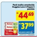 Oferta de Huggies - Pack Toalha Umedecida Leve 4 Pague 3 Pacotes por R$44,69 em Mercado Extra