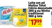 Oferta de Molico - Leite Em Pó Cálcio Desnatado, 280 Go Ou Ninho Tradicional por R$17,99 em Mercado Extra