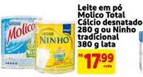 Oferta de Molico - Leite Em Pó Cálcio Desnatado 280 Go Ninho Tradicional por R$17,99 em Mercado Extra