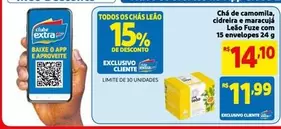 Oferta de Extra - Chá De Camomil, Cidrera E Maracuja L'Age Pure Con 15 Envelopes por R$11,99 em Mercado Extra