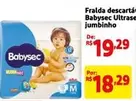 Oferta de Babysec - Fralda Descartáfé Ultrase Jumbinho por R$19,29 em Mercado Extra