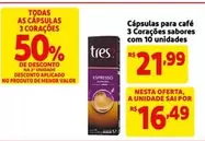 Oferta de 3 Corações - Cápsulas para café Sabores com 10 unidades por R$21,99 em Mercado Extra