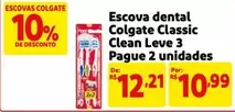 Oferta de Colgate - Escova Dental Classic Clean Leve 3 Pague 2 Unidades por R$12,21 em Mercado Extra