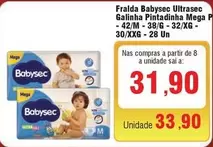 Oferta de Babysec - Fralda Ultrasec Galinha Pintadinha Mega P/ 42/m - 38/g - 32/kg - 30/xxg - 28 Un por R$31,9 em Spani Atacadista