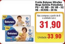 Oferta de Babysec - Fralda Ultrasec Mega Galinha Pintadinha por R$31,9 em Spani Atacadista