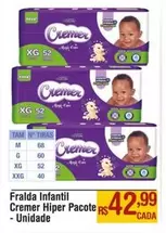 Oferta de Cremer - Fralda Infantil  Hiper Pacote por R$42,99 em Max Atacadista