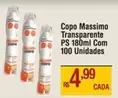 Oferta de Massimo - Copo Transparente Ps 180ml Com 100 Unidades por R$4,99 em Max Atacadista