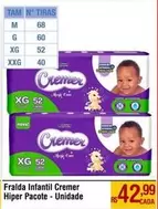 Oferta de Cremer - Fralda Infantil  Hiper Pacote por R$42,99 em Max Atacadista